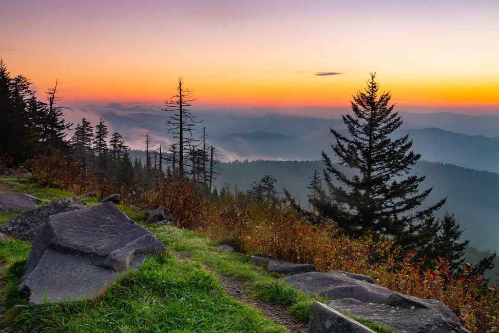 Sunrise at Clingmans Dome in Great Smoky Mountains National Park Tennessee
