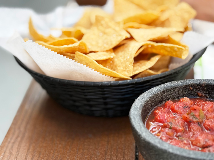 Chips and salsa at outdoor restaurant